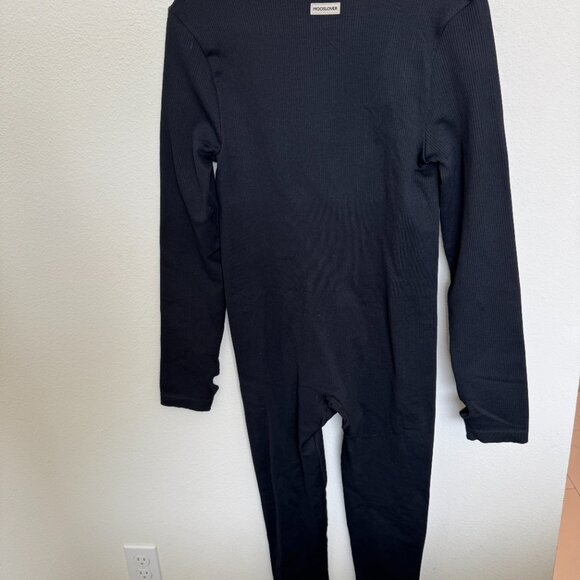 Mooslover Black Ribbed Long Sleeves Seamless Jumpsuit | Plus Size 2X - Picture 6 of 7